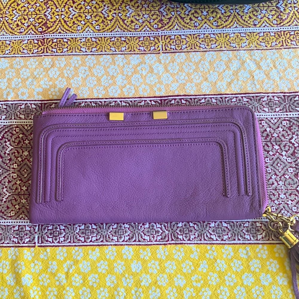 Purple leather wallet/clutch Danier new